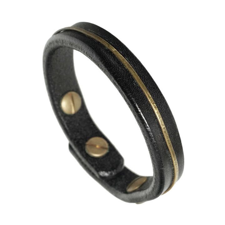 Buddha Stones Vintage Leather Copper Brass Wire Healing Bangle Bracelet - image 13