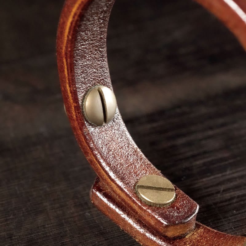 Buddha Stones Vintage Leather Copper Brass Wire Healing Bangle Bracelet - image 7