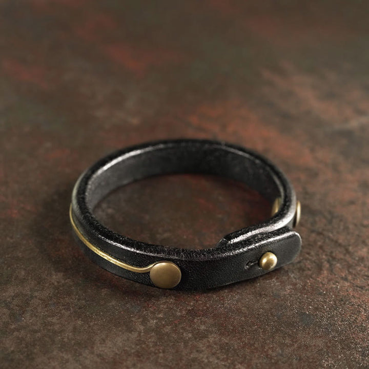 Buddha Stones Vintage Leather Copper Brass Wire Healing Bangle Bracelet - image 12