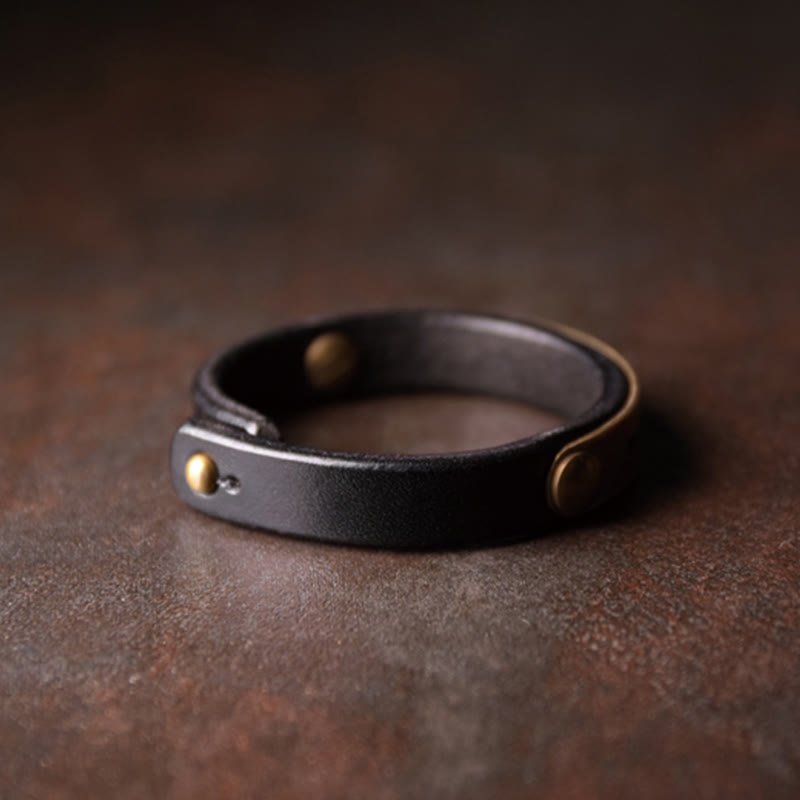 Buddha Stones Vintage Leather Copper Brass Balance Bangle Bracelet - image 6