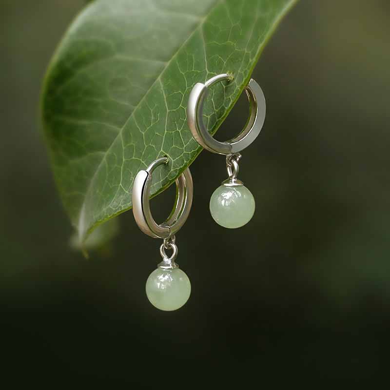 Buddha Stones Round Jade Bead Prosperity Earrings - Jade (Prosperity ♥ Abundance) - image 0