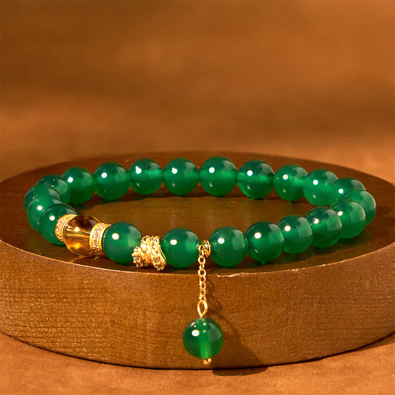 Buddha Stones Year of the Snake Green Agate Citrine Power Bracelet - image 3