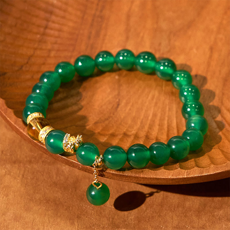 Buddha Stones Year of the Snake Green Agate Citrine Power Bracelet - image 2