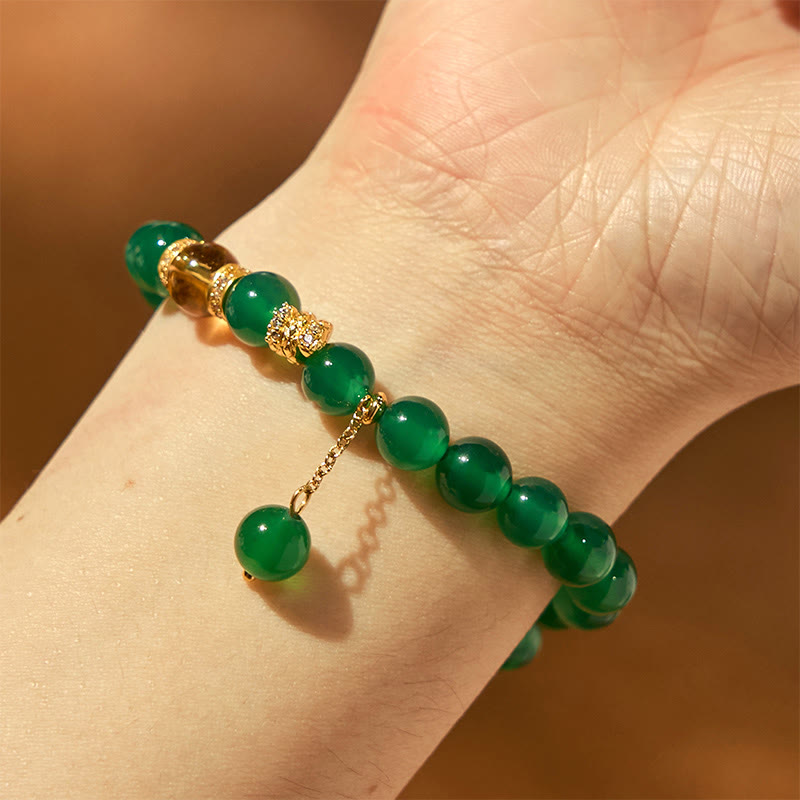 Buddha Stones Year of the Snake Green Agate Citrine Power Bracelet - image 5