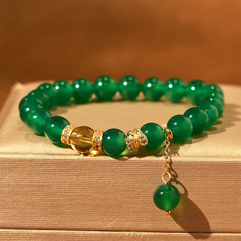 Buddha Stones Year of the Snake Green Agate Citrine Power Bracelet - Green Agate(Wrist Circumference 14-17cm) - image 0