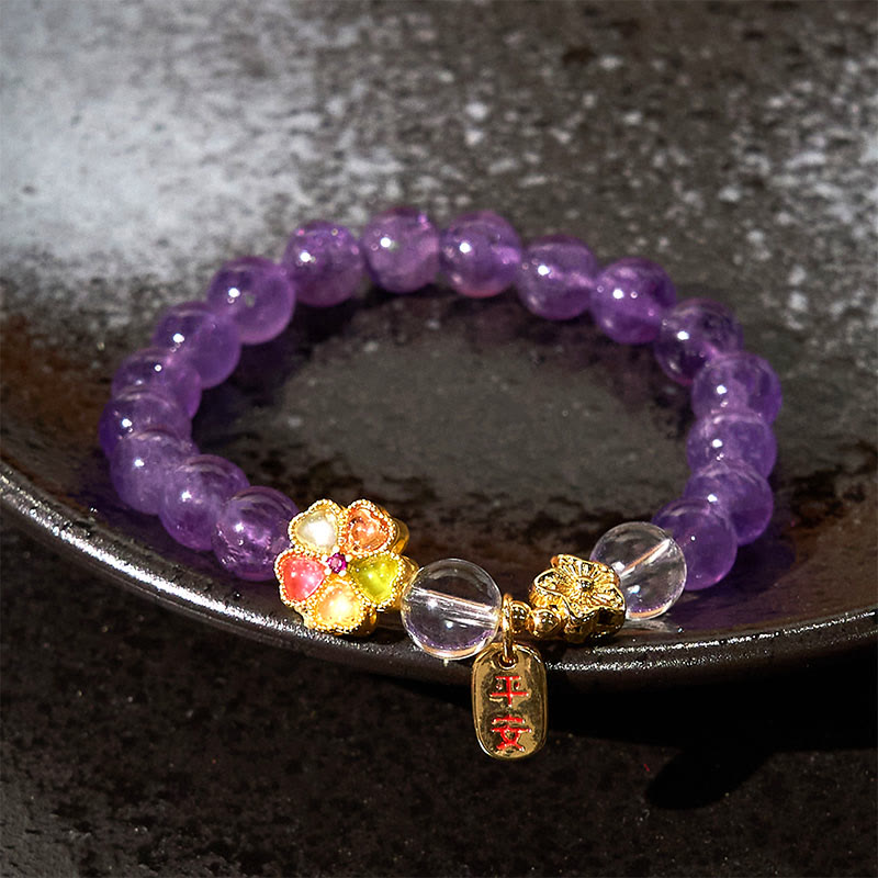 Buddha Stones "All the best for Calm and Wisdom" Amethyst Safe Bracelet Includes Gift Message Card - image 3