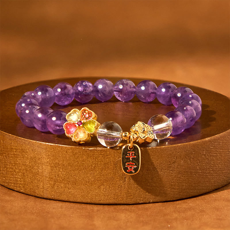 Buddha Stones "All the best for Calm and Wisdom" Amethyst Safe Bracelet Includes Gift Message Card - image 5