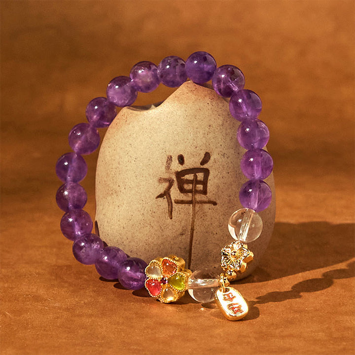 Buddha Stones "All the best for Calm and Wisdom" Amethyst Safe Bracelet Includes Gift Message Card - image 6