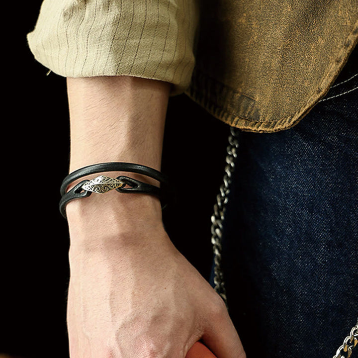 Buddha Stones 925 Sterling Silver Leather Multi-turn Protection Bracelet - image 32