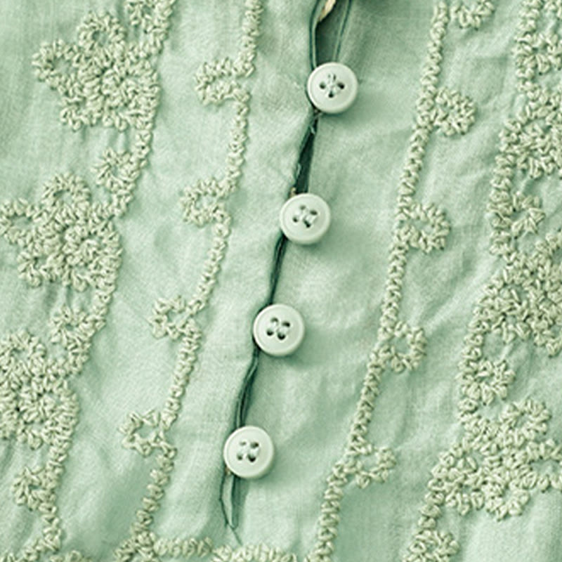 Buddha Stones Casual Women's Plain Frog Buckle Design Half Sleeve Cotton Linen Shirt - image 22