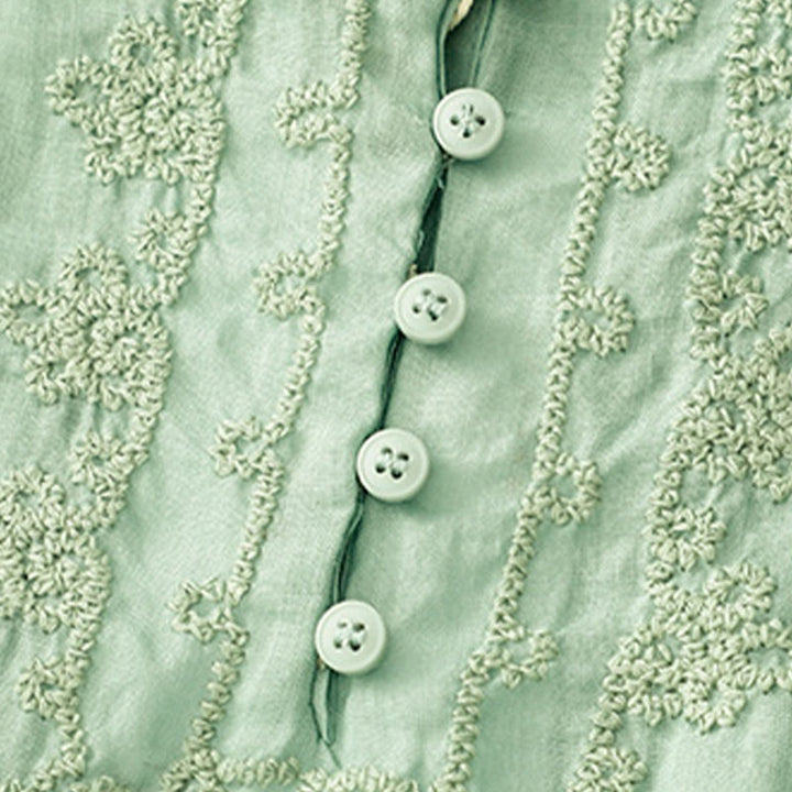 Buddha Stones Casual Women's Plain Frog Buckle Design Half Sleeve Cotton Linen Shirt - image 22