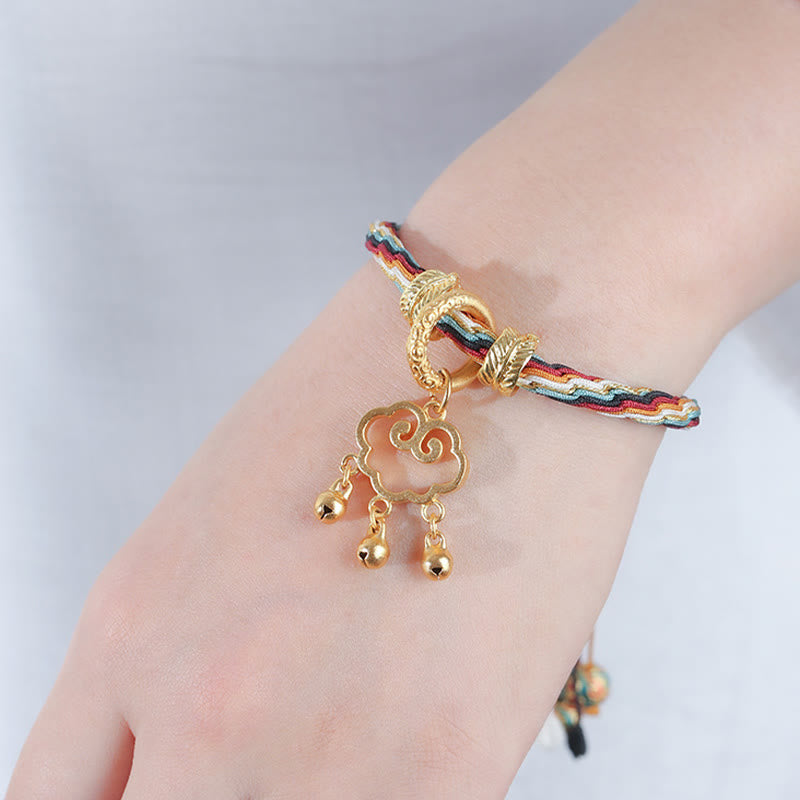 Buddha Stones Handmade Dunhuang Color Deer Auspicious Cloud Peace Lock Bell Healing Reincarnation Knot Bracelet - image 5