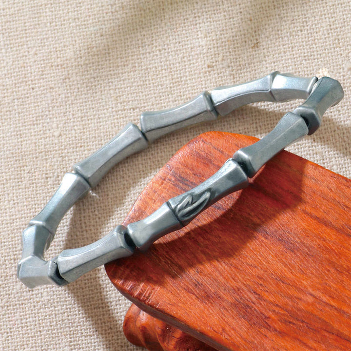 Buddha Stones Bamboo Pattern Alloy Strength Bracelet - image 2