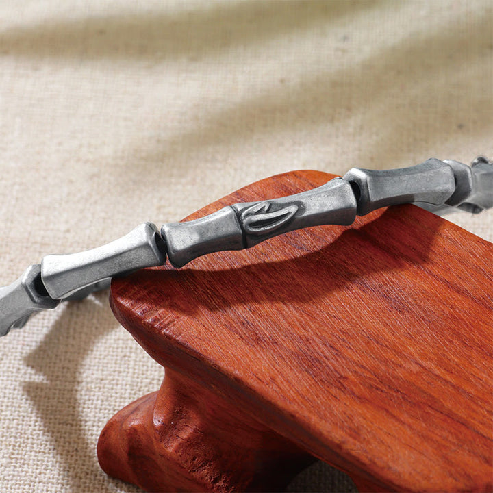 Buddha Stones Bamboo Pattern Alloy Strength Bracelet - image 4