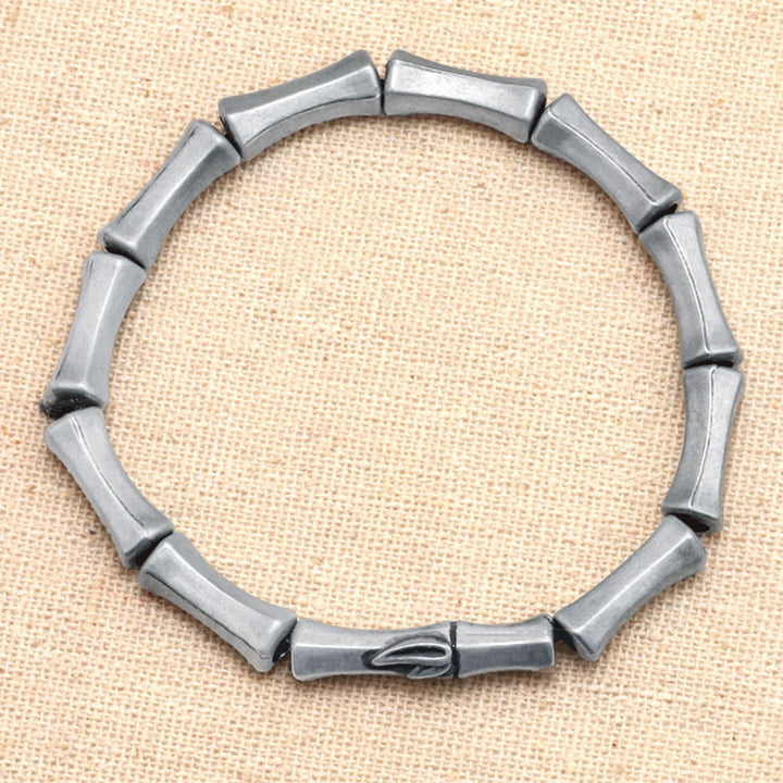Buddha Stones Bamboo Pattern Alloy Strength Bracelet - image 6