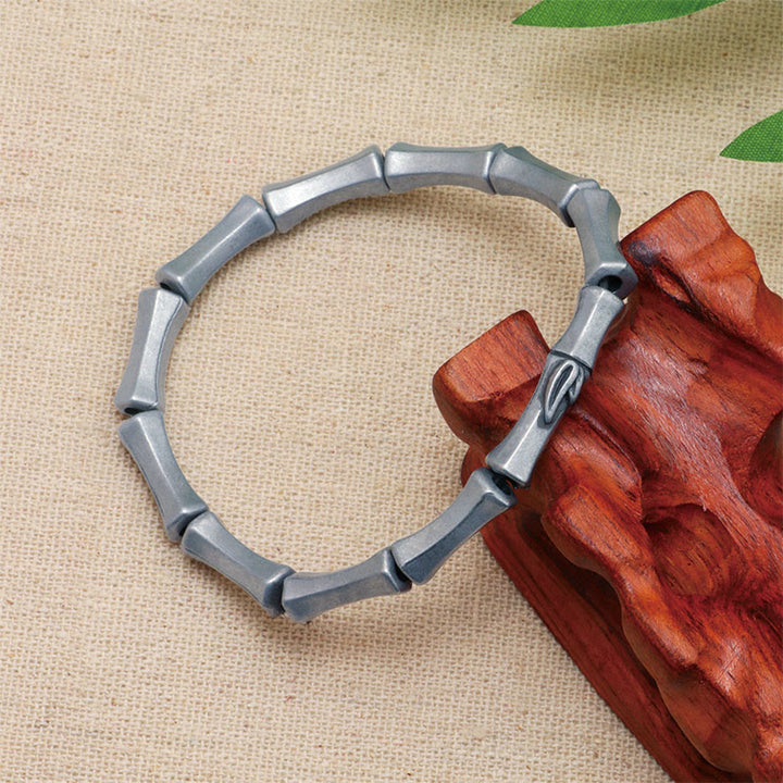 Buddha Stones Bamboo Pattern Alloy Strength Bracelet - image 3
