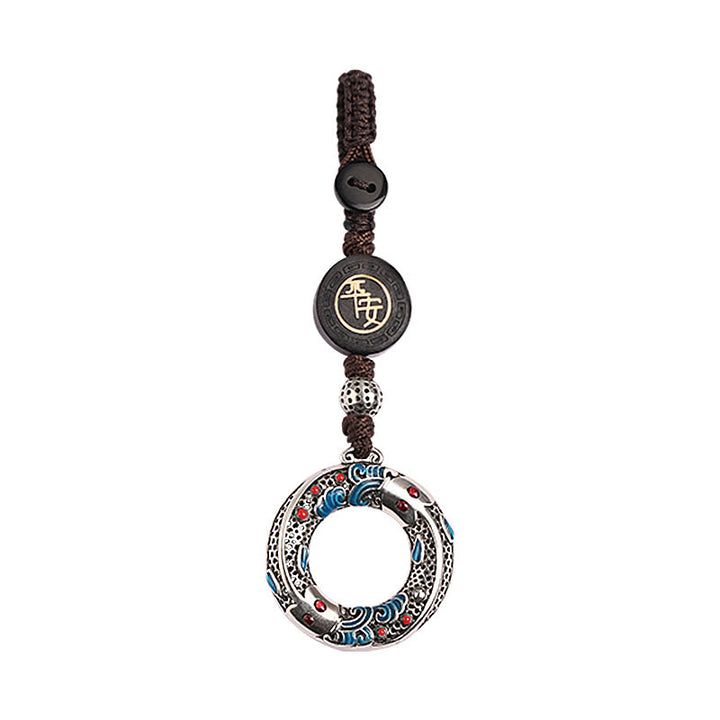Buddha Stones Double Koi Fish Peace Buckle Safe And Well Luck Key Chain - image 5