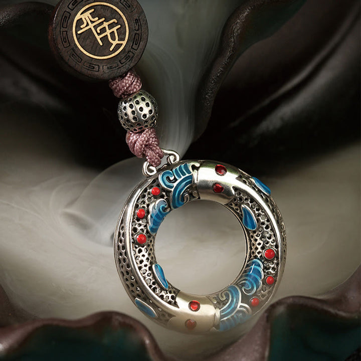 Buddha Stones Double Koi Fish Peace Buckle Safe And Well Luck Key Chain - image 9