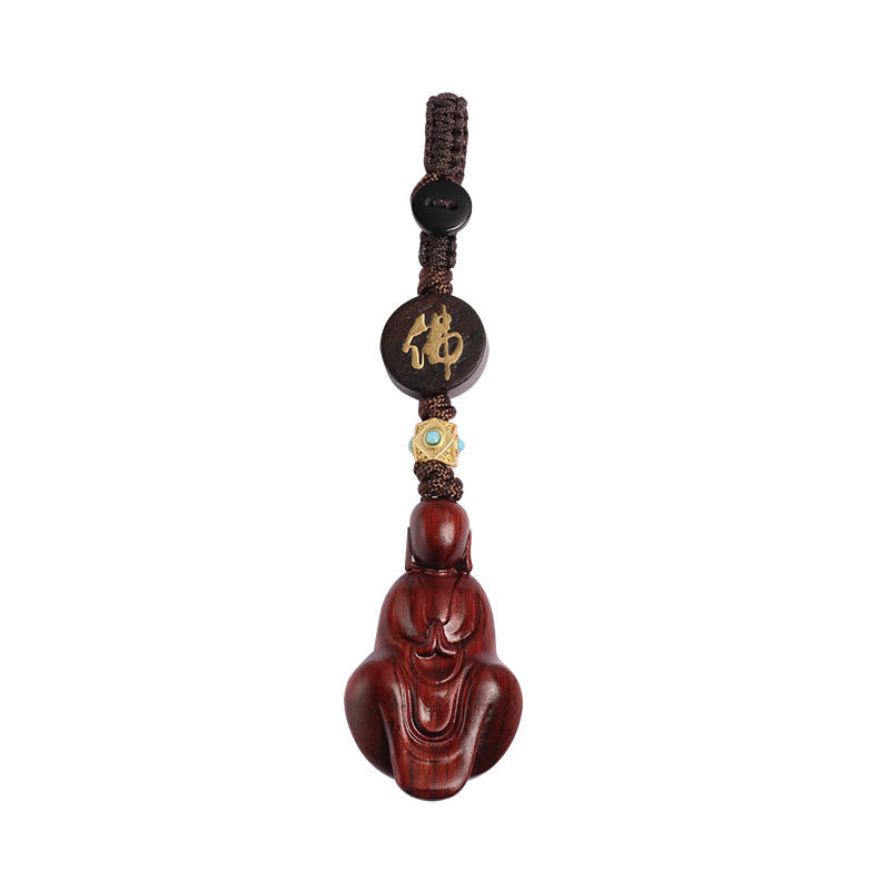 Buddha Stones Small Leaf Red Sandalwood Formless Buddha Protection Key Chain - image 13