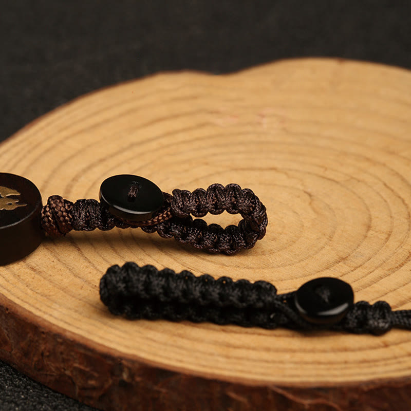 Buddha Stones Small Leaf Red Sandalwood Formless Buddha Protection Key Chain - image 7