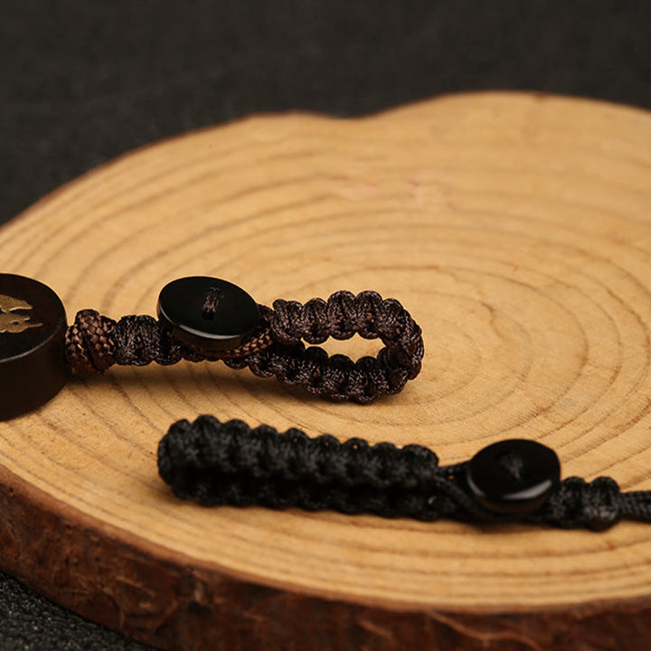 Buddha Stones Small Leaf Red Sandalwood Formless Buddha Protection Key Chain - image 7