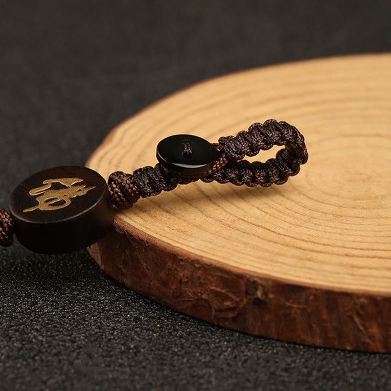 Buddha Stones Small Leaf Red Sandalwood Formless Buddha Protection Key Chain - image 8
