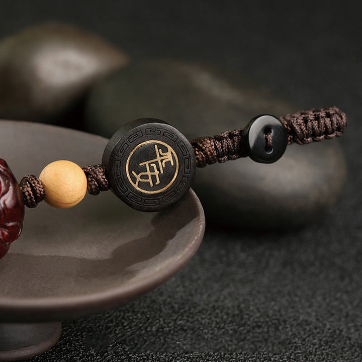 Buddha Stones Small Leaf Red Sandalwood PiXiu Safe and Well Protection Key Chain - image 7