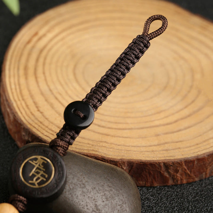 Buddha Stones Small Leaf Red Sandalwood PiXiu Safe and Well Protection Key Chain - image 8
