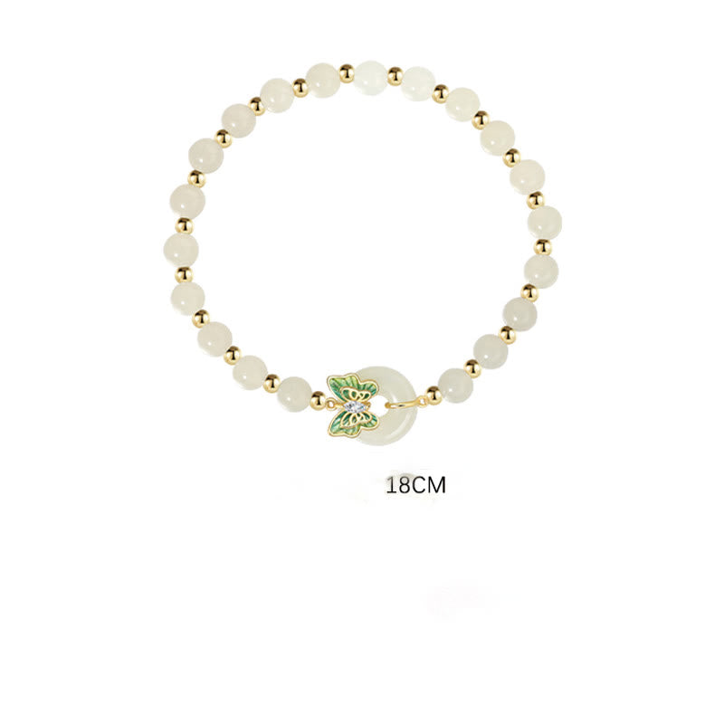 Buddha Stones 925 Sterling Silver Natural Hetian Jade Peace Buckle Butterfly Zircon Luck Bracelet Necklace Pendant - image 11