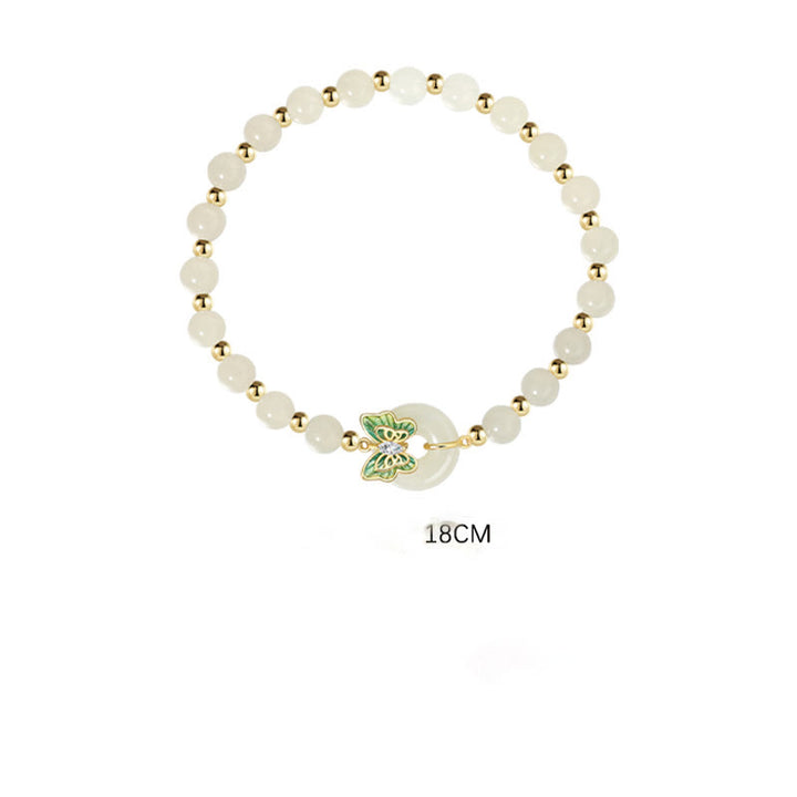 Buddha Stones 925 Sterling Silver Natural Hetian Jade Peace Buckle Butterfly Zircon Luck Bracelet Necklace Pendant - image 11