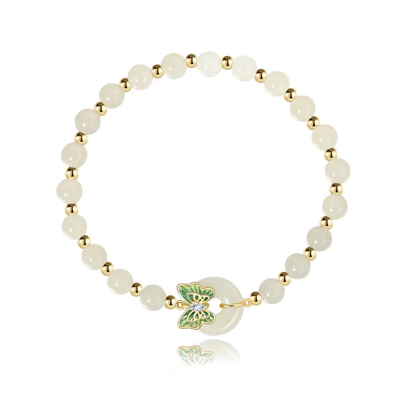 Buddha Stones 925 Sterling Silver Natural Hetian Jade Peace Buckle Butterfly Zircon Luck Bracelet Necklace Pendant - image 12