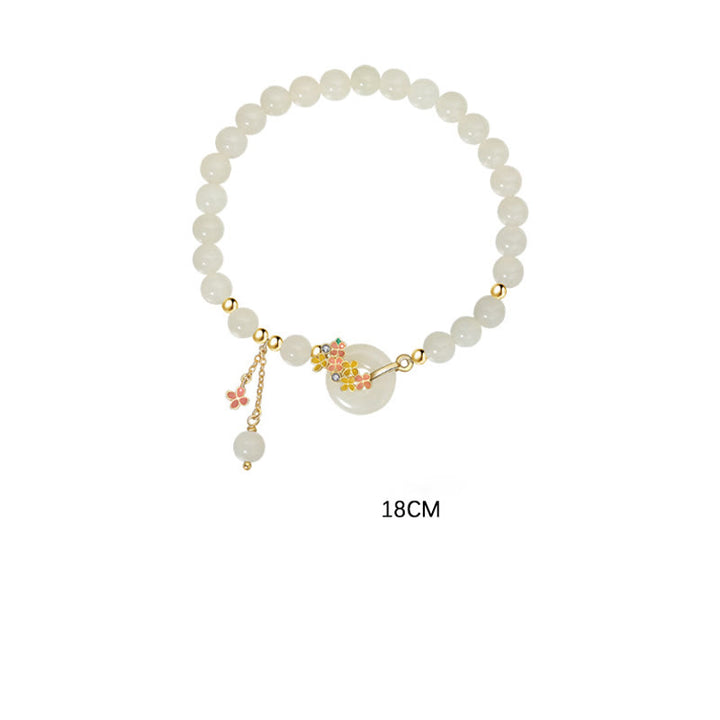 Buddha Stones 925 Sterling Silver Natural Hetian Jade Osmanthus Flowers Peace Buckle Zircon Luck Bracelet Necklace Pendant - image 10