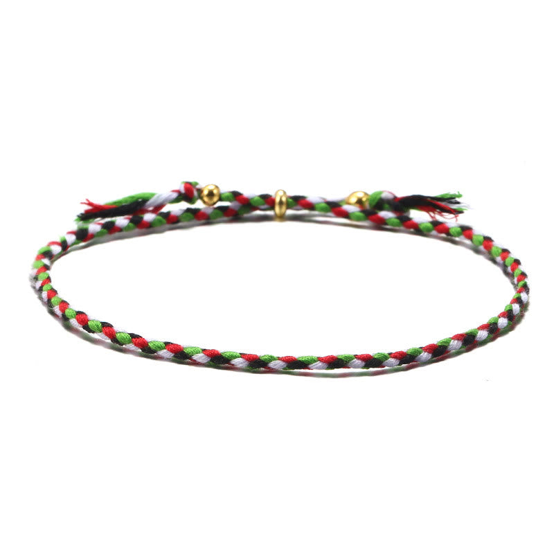 Buddha Stones Handmade Colorful Rope Braided Tassel Adjustable Harmony Bracelet - Green White(Wrist Circumference 14-20cm) - image 6