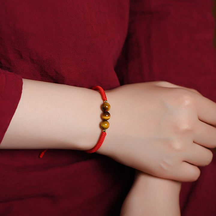 Buddha Stones Handmade Tiger Eye Bead Luck Protection Rope Bracelet - image 12