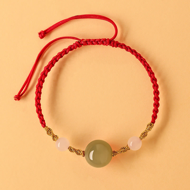 Buddha Stones Hetian Jade Black Onyx Red Agate Bead Luck Braided Bracelet - image 2
