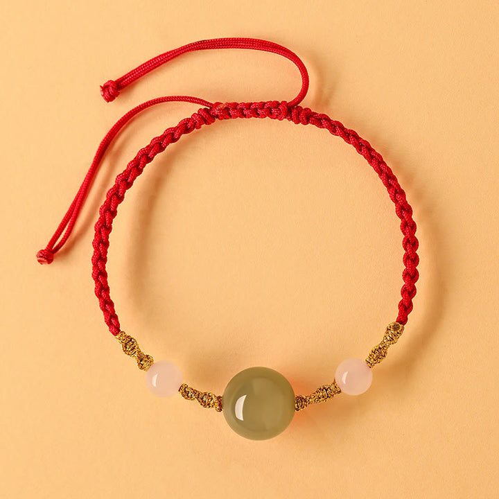 Buddha Stones Hetian Jade Black Onyx Red Agate Bead Luck Braided Bracelet - image 2