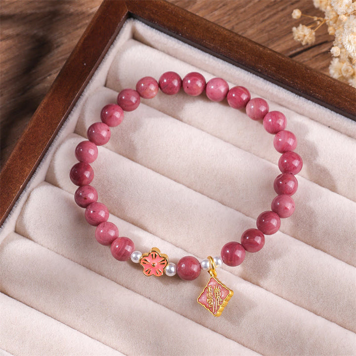 Buddha Stones Rhodonite Peach Blossom Loving Energy Bracelet - image 2