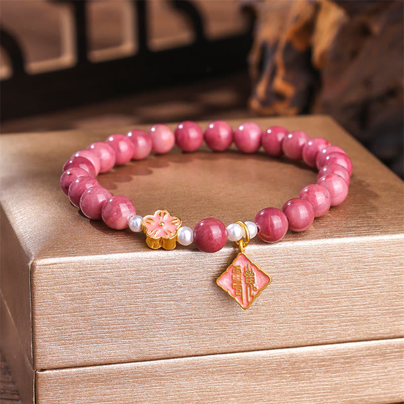 Buddha Stones Rhodonite Peach Blossom Loving Energy Bracelet - image 1