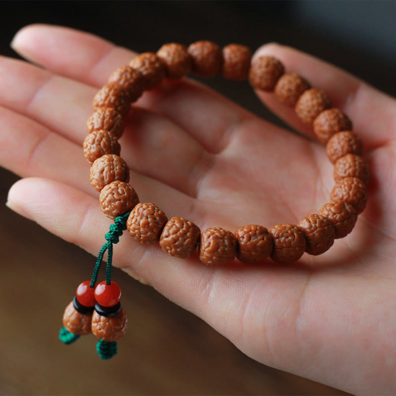 Buddha Stones Tibetan Rudraksha Bodhi Seed Agate Wealth Bracelet - image 7