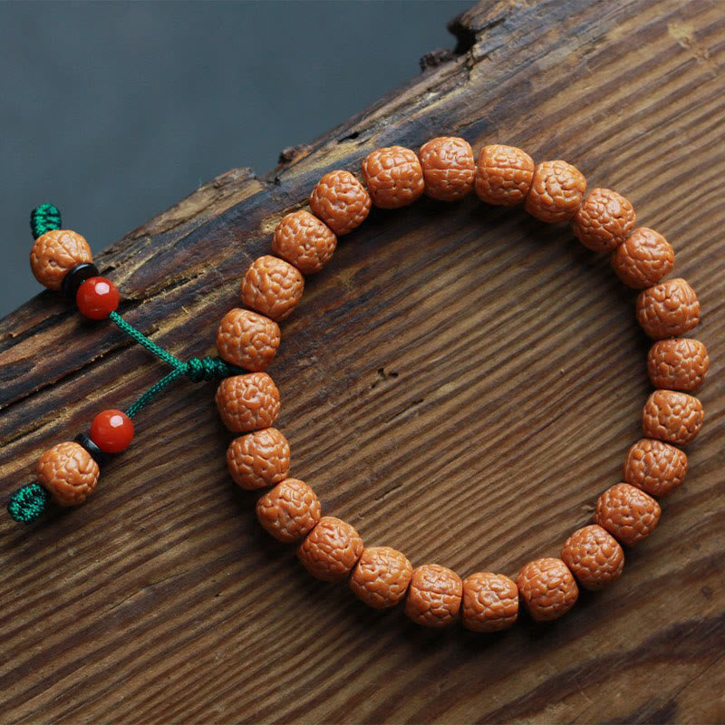 Buddha Stones Tibetan Rudraksha Bodhi Seed Agate Wealth Bracelet - image 3