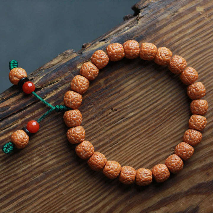 Buddha Stones Tibetan Rudraksha Bodhi Seed Agate Wealth Bracelet - image 3