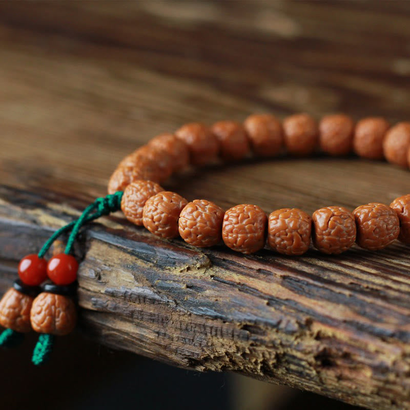 Buddha Stones Tibetan Rudraksha Bodhi Seed Agate Wealth Bracelet - image 9