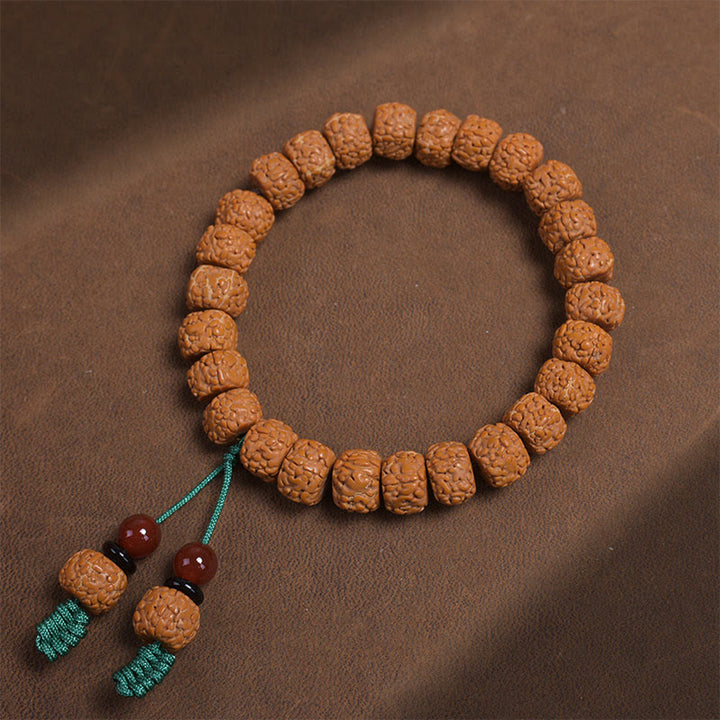 Buddha Stones Tibetan Rudraksha Bodhi Seed Agate Wealth Bracelet - image 1