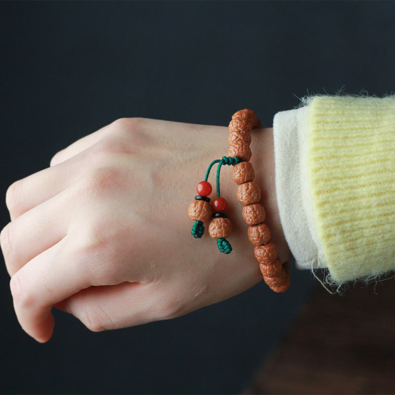 Buddha Stones Tibetan Rudraksha Bodhi Seed Agate Wealth Bracelet - image 4