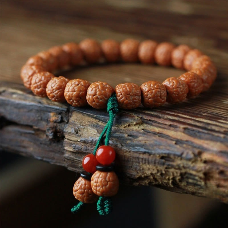 Buddha Stones Tibetan Rudraksha Bodhi Seed Agate Wealth Bracelet - Rudraksha Bodhi Seed(Wrist Circumference 15-18cm) - image 0