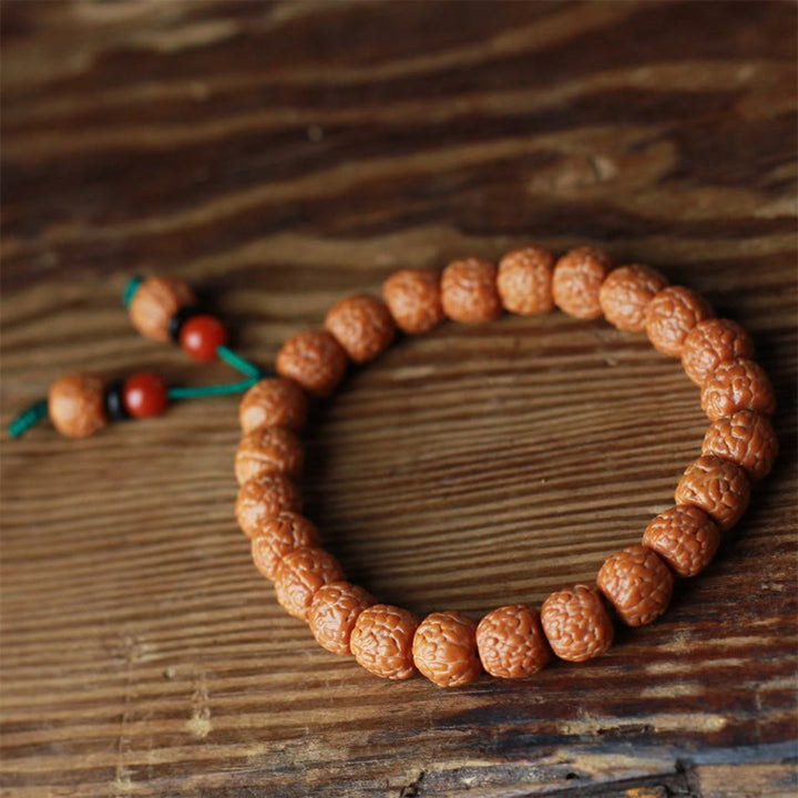 Buddha Stones Tibetan Rudraksha Bodhi Seed Agate Wealth Bracelet - image 8