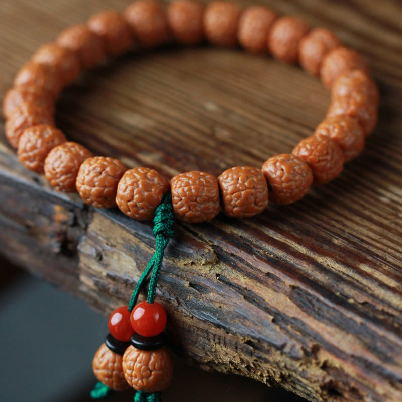 Buddha Stones Tibetan Rudraksha Bodhi Seed Agate Wealth Bracelet - image 2
