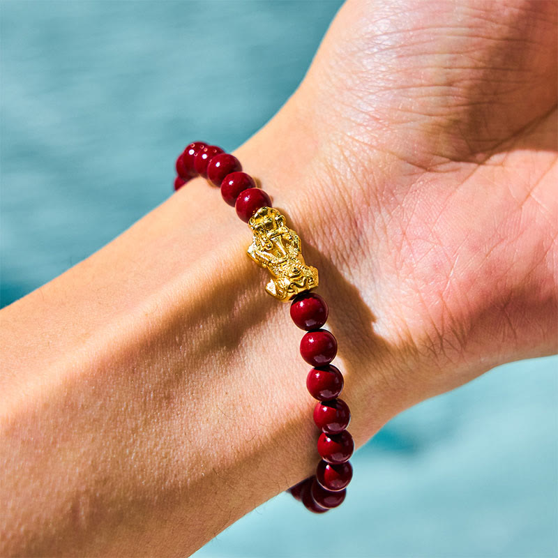 Buddha Stones Natural Cinnabar Beads Pixiu Blessing Bracelet - image 4