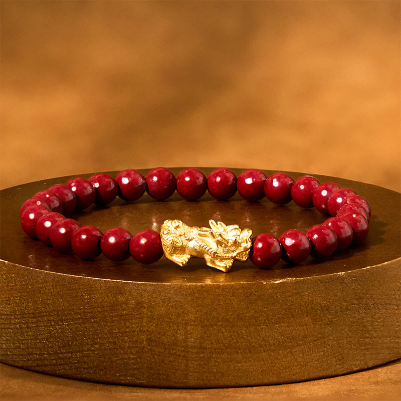 Buddha Stones Natural Cinnabar Beads Pixiu Blessing Bracelet - image 10