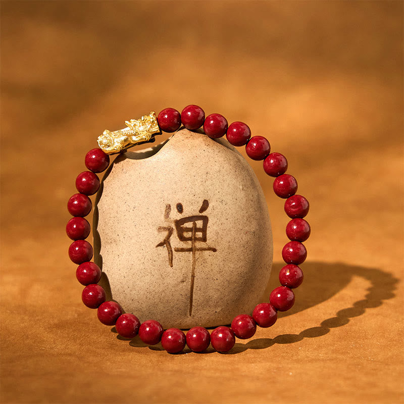 Buddha Stones Natural Cinnabar Beads Pixiu Blessing Bracelet - image 11